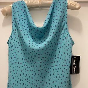 Fun aqua and purple polka dot sheath dress (12)